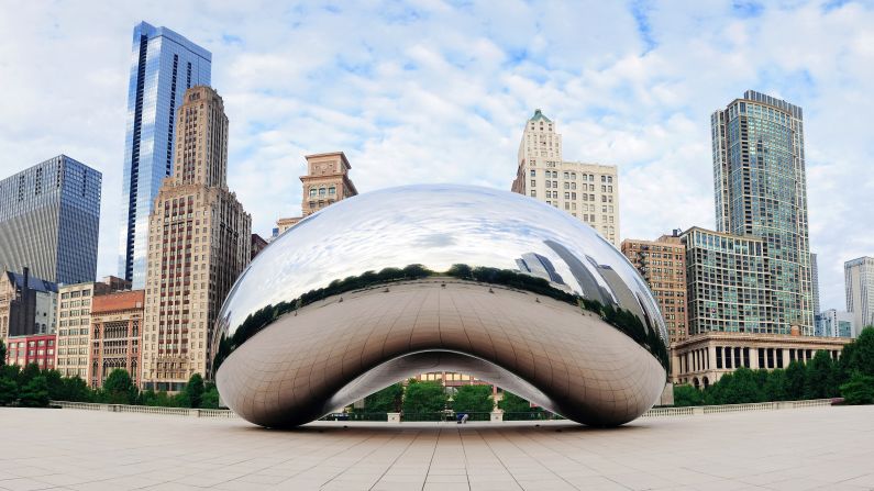 March in Chicago: Cloud Gate, the vision of artist  Anish Kapoor, can be found in Millennium Park and quickly became one of Chicago's iconic symbols and attractions since being unveiled in 2004. It's also known as "The Bean."