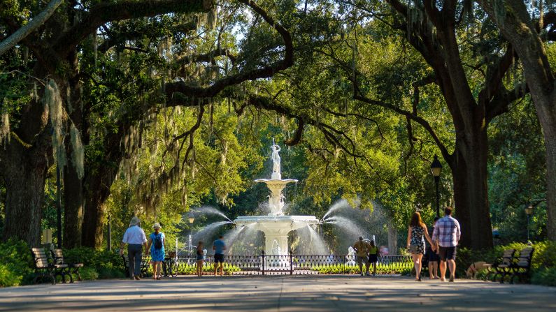 March in Savannah: Savannah, Georgia, is known for its oak trees, dripping with Spanish moss. March is the beginning of spring and a perfect time to meander the canopied streets.